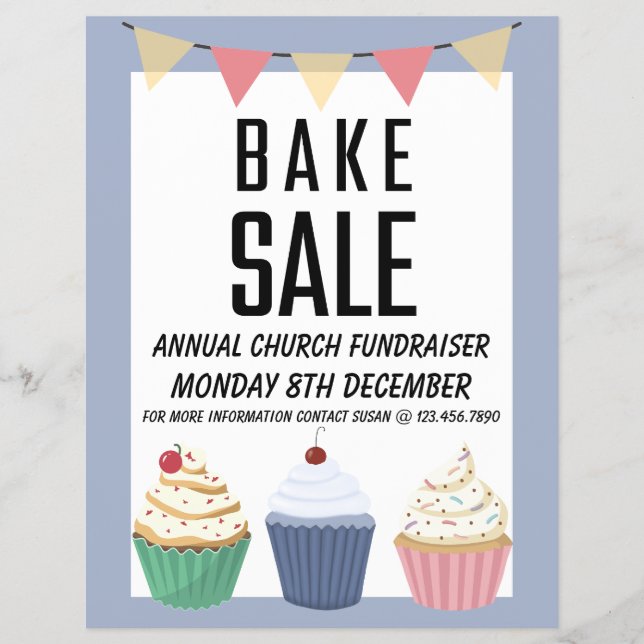 Bake Sale Annual Church Fundraiser  Flyer (Front)