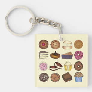 Bake Sale Cupcake Brownie Pie Cake Baked Goods Keychain