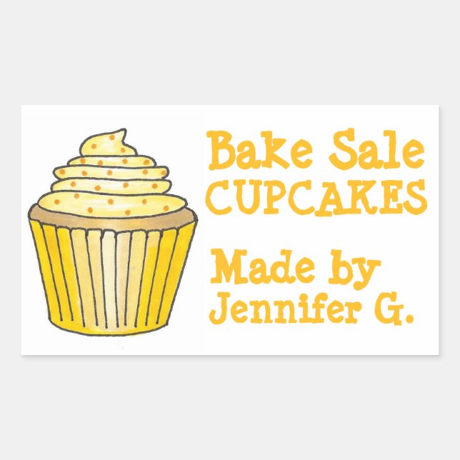 Bake Sale Cupcakes Personalized Baked By Stickers (Front)