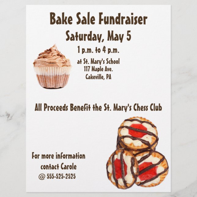 Bake Sale Fundraiser Flyer Cookies & Cupcakes (Front)