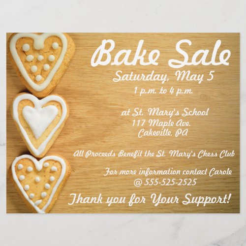 Bake Sale Fundraiser Flyer Horizontal Cookies