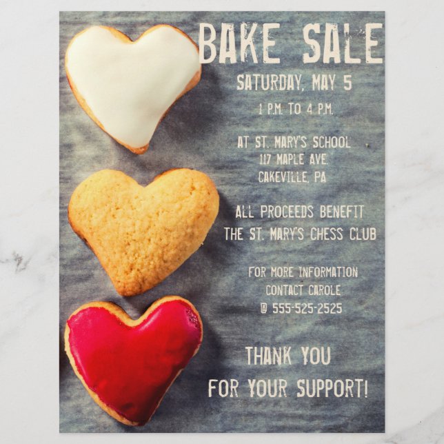 Bake Sale Fundraiser Flyer Modern Style Cookies (Front)