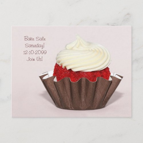Bake Sale Fundraiser Postcard Red Velvet Cupcak