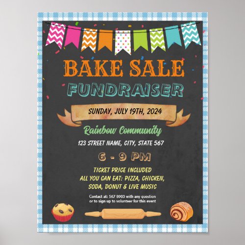 Bake Sale fundraiser school event template Poster