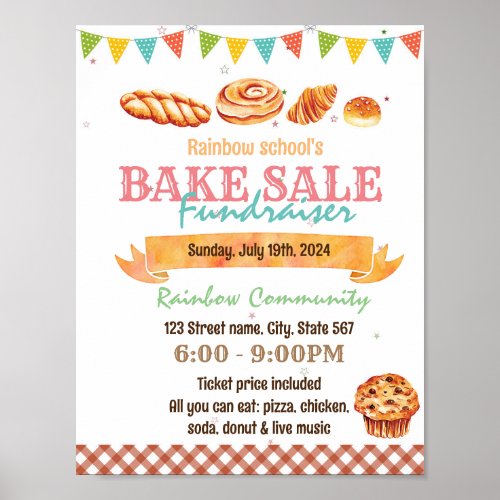 Bake sale poster flyer template 