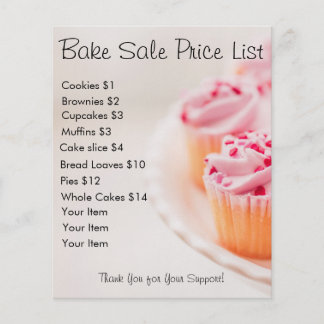 cupcake price list template bake sale flyers programs zazzle cupcake price list template bake sale flyers programs zazzle