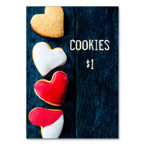 Bake Sale Price Table Sign Dark Background Table Number