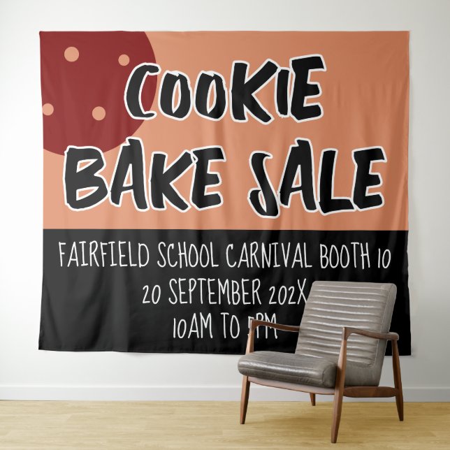 Bake Sale Sign, Cookie Booth Banner Template Tapestry (In Situ (Horizontal))