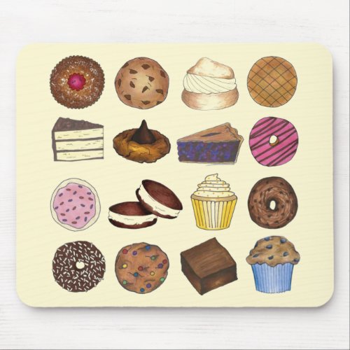 Bake Sale Treats Cupcake Cookie Pie Brownie Donut Mouse Pad