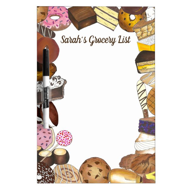 Bake Sale Treats Donut Cake Pie Cookie Brownie Dry Erase Board (Front)