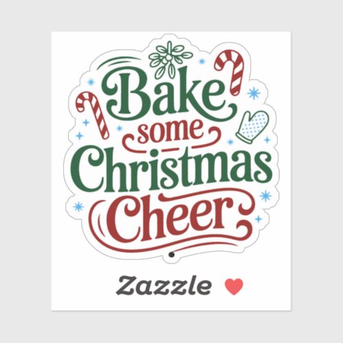 Bake Some Christmas Cheer Retro Holiday Baking Sticker