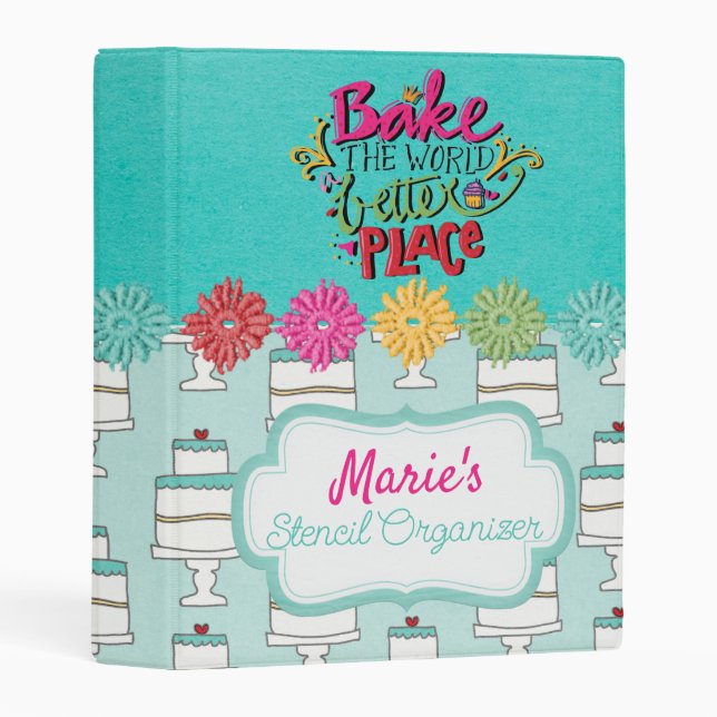 Bake the World Cookie Stencil Organizer Mini Binder (Front/Spine)