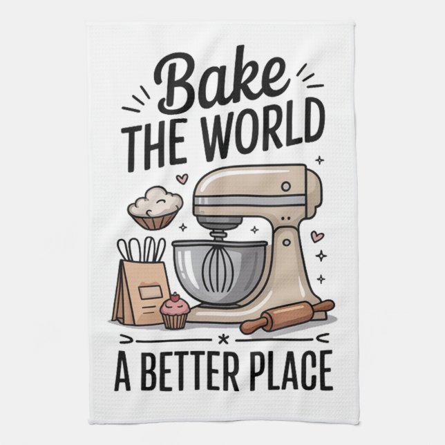 Bake the World Kitchen Towel (Vertical)