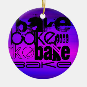 Bake; Vibrant Violet Blue and Magenta Ceramic Ornament