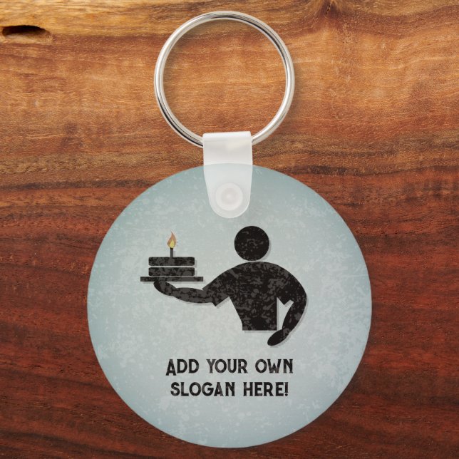 Baked a Cake Baker theme - your text on both sides Keychain (Front)