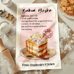 Baked Alaska Recipe Personalized Kitchen Towel<br><div class="desc">Add a personal touch to your kitchen with this stylish Baked Alaska recipe kitchen towel. Featuring a beautifully illustrated Baked Alaska dessert and an easy-to-follow recipe, this towel is both decorative and functional. Customize it with your name or message to make it uniquely yours, perfect for dessert lovers or as...</div>