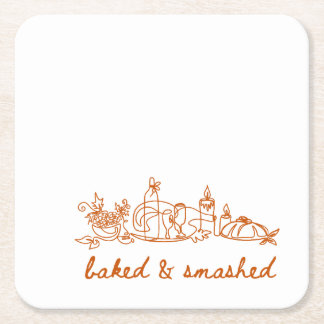 baked and smashed thanksgiving square paper coaster