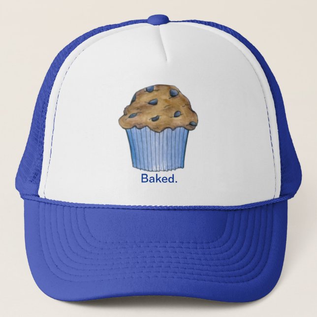 Baked Baking Blueberry Muffin Breakfast Food Baker Trucker Hat (Front)
