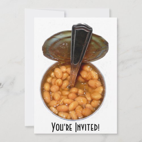 Baked Beans in Tin Can with Spoon Invitation