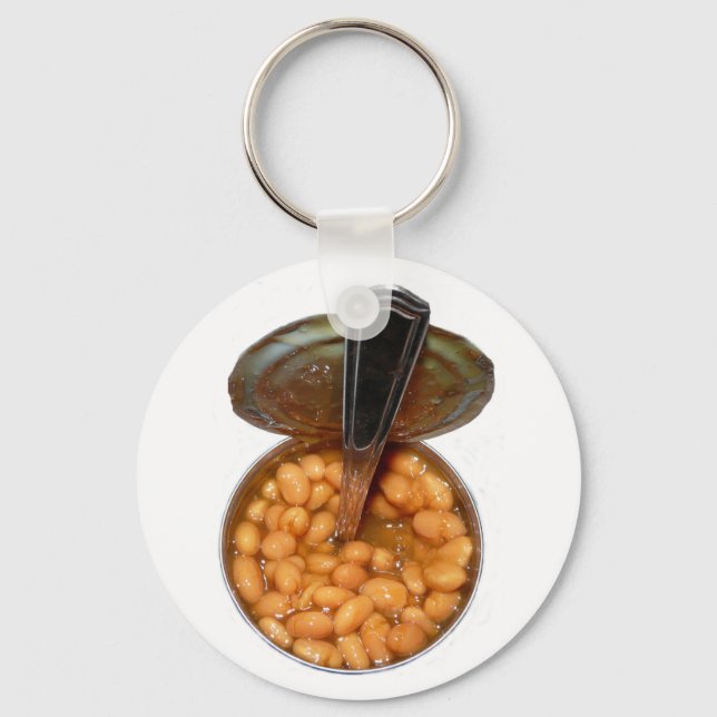 Baked Beans in Tin Can with Spoon Keychain (Front)