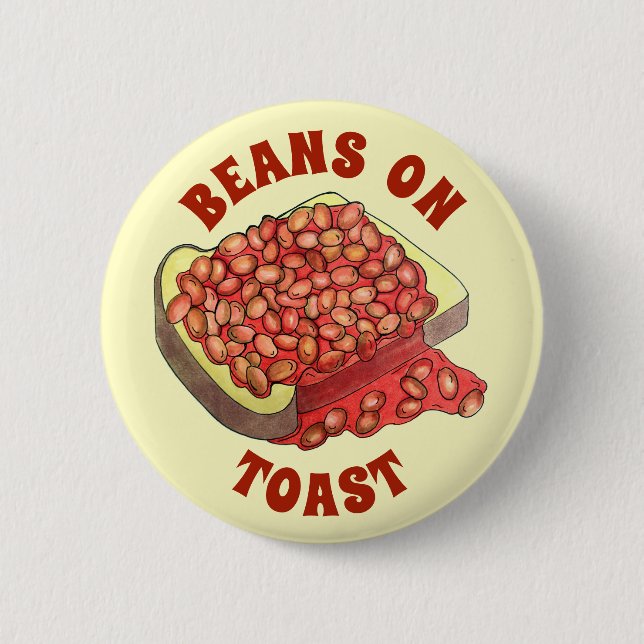 Baked Beans on Toast UK British Cuisine Food Button (Front)