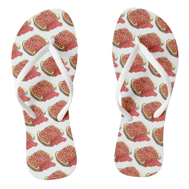 Baked Beans on Toast UK British Cuisine Food Flip Flops (Footbed)