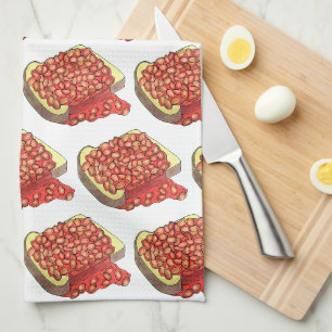 Baked Beans on Toast UK British Cuisine Food Kitchen Towel