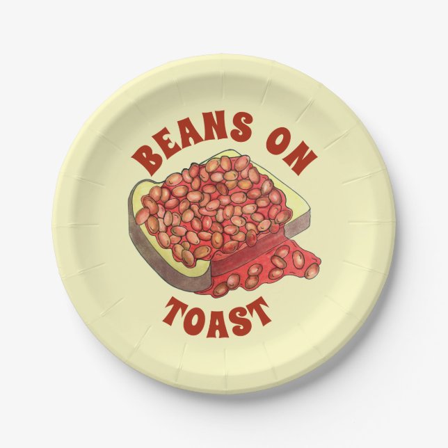 Baked Beans on Toast UK British Cuisine Food Paper Plates (Front)