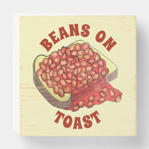 Baked Beans on Toast UK British Cuisine Food Wooden Box Sign
