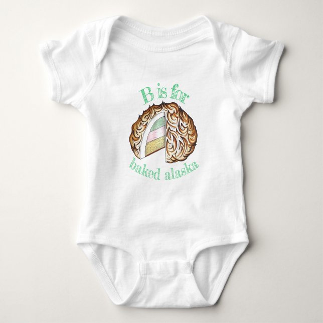 Baked Bombe Alaska Ice Cream Cake Dessert Food Baby Bodysuit (Front)