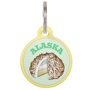 Baked Bombe Alaska Ice Cream Cake Dessert Food Pet ID Tag