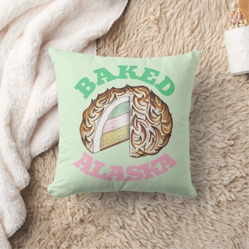 Baked Bombe Alaska Ice Cream Cake Dessert Food Throw Pillow