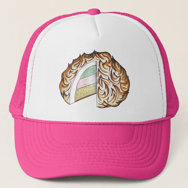 Baked Bombe Alaska Ice Cream Cake Dessert Food Trucker Hat (Front)