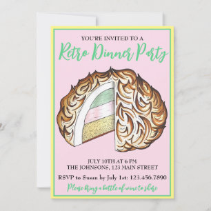 Baked Bombe Alaska Retro Dinner Party Dessert Food Invitation