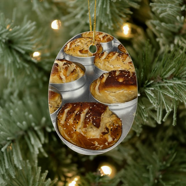 Baked Bread Loaves Ceramic Ornament (Tree)