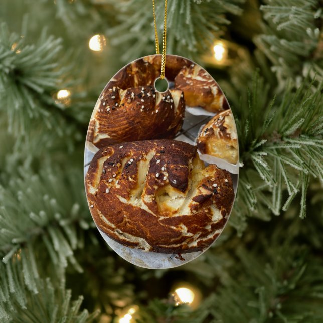 Baked Bread Loaves Ceramic Ornament (Tree)