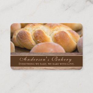 Baked Bread On Wood Design Chef Bakery Business Card