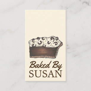 Baked By Bakery Baking Chocolate Cream Pie Slice Business Card