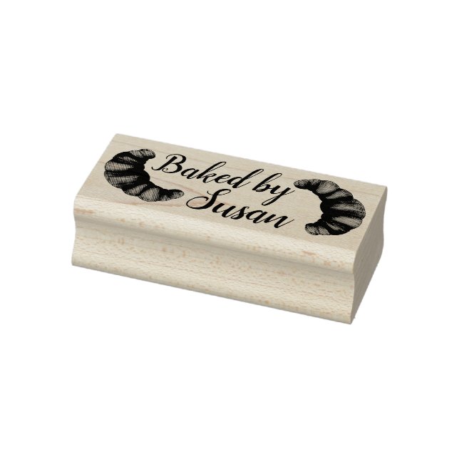 Baked by Personalized French Croissant Pastry Chef Rubber Stamp (Stamp)