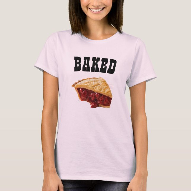 Baked Cherrie Pie Pregnancy Funny T-Shirt Design (Front)
