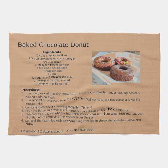 Baked Chocolate Donut Recipe Towel (Horizontal)
