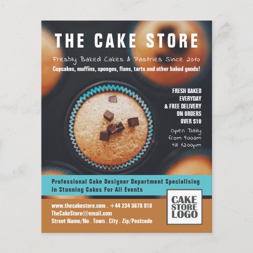 Baked Cupcakes Cakery Cake Store Advertising Flyer