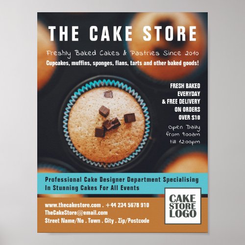 Baked Cupcakes Cakery Cake Store Advertising Poster