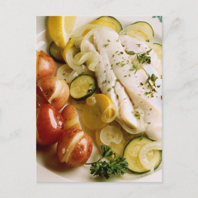 Baked Fish Dinner Postcard (Front)
