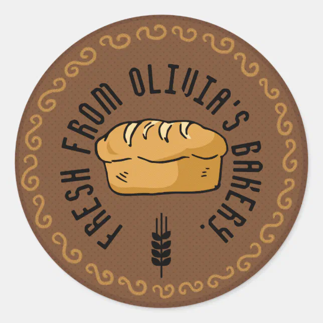 Baked Fresh Customizable Bakery Classic Round Sticker | Zazzle