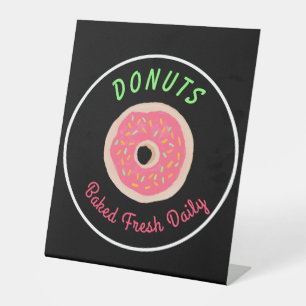 Baked Fresh Daily Faux Neon Donut Shop Pedestal Sign