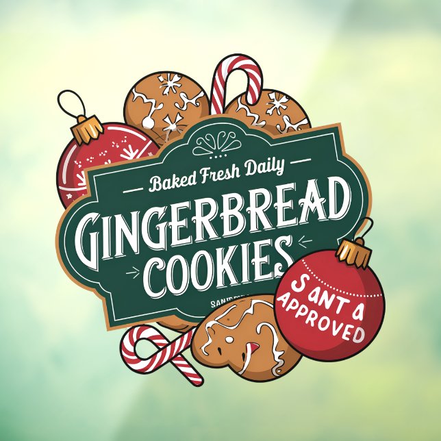 Baked fresh daily gingerbread Christmas  Window Cling (Sheet 3)