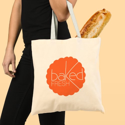 Baked fresh sliced orange logo bakers bag