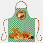 Baked Goodies Bread Baker’s Logo Green Gingham Apron at Zazzle