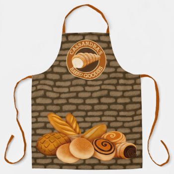 Baked Goodies Bread Baker’s Logo Painted Bricks Apron by BCMonogramMe at Zazzle